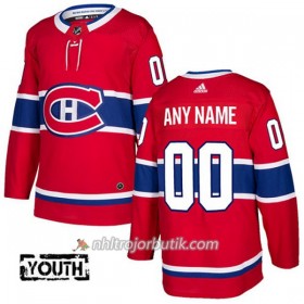 Barn Ishockey Montreal Canadiens Tröja med eget tryck Adidas 2017-2018 Röd Authentic